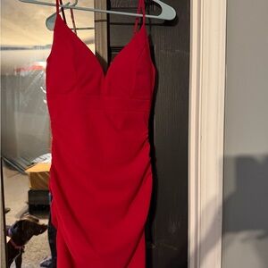 Emerald Sundae Red Spaghetti-Strap Mini Dress